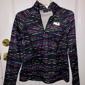 Black Multi-Colored Quarter-zip Sweater